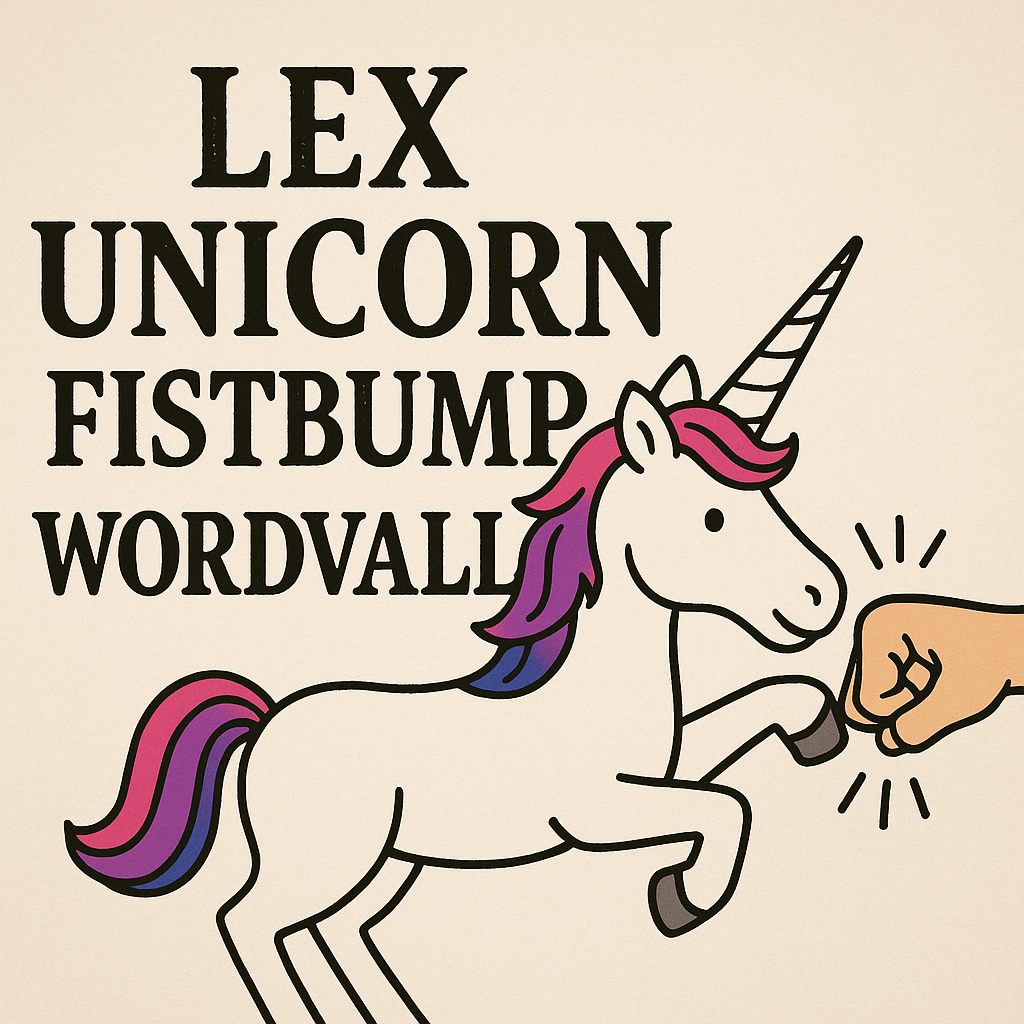 A unicorn fistbumping a hand